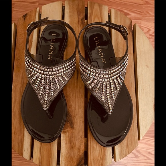Liliana Shoes - Super Cute Liliana Bedazzled Black Sandels.  6